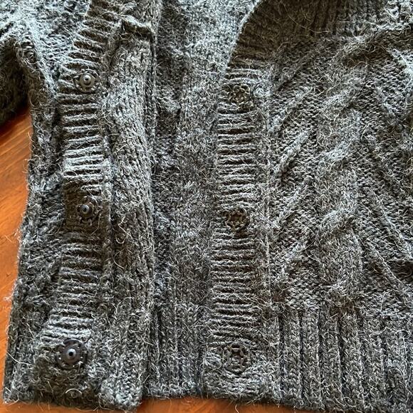 Guess Size XS Gray Hooded Cardigan Sweater Y2K Crop Waist - Picture 7 of 11